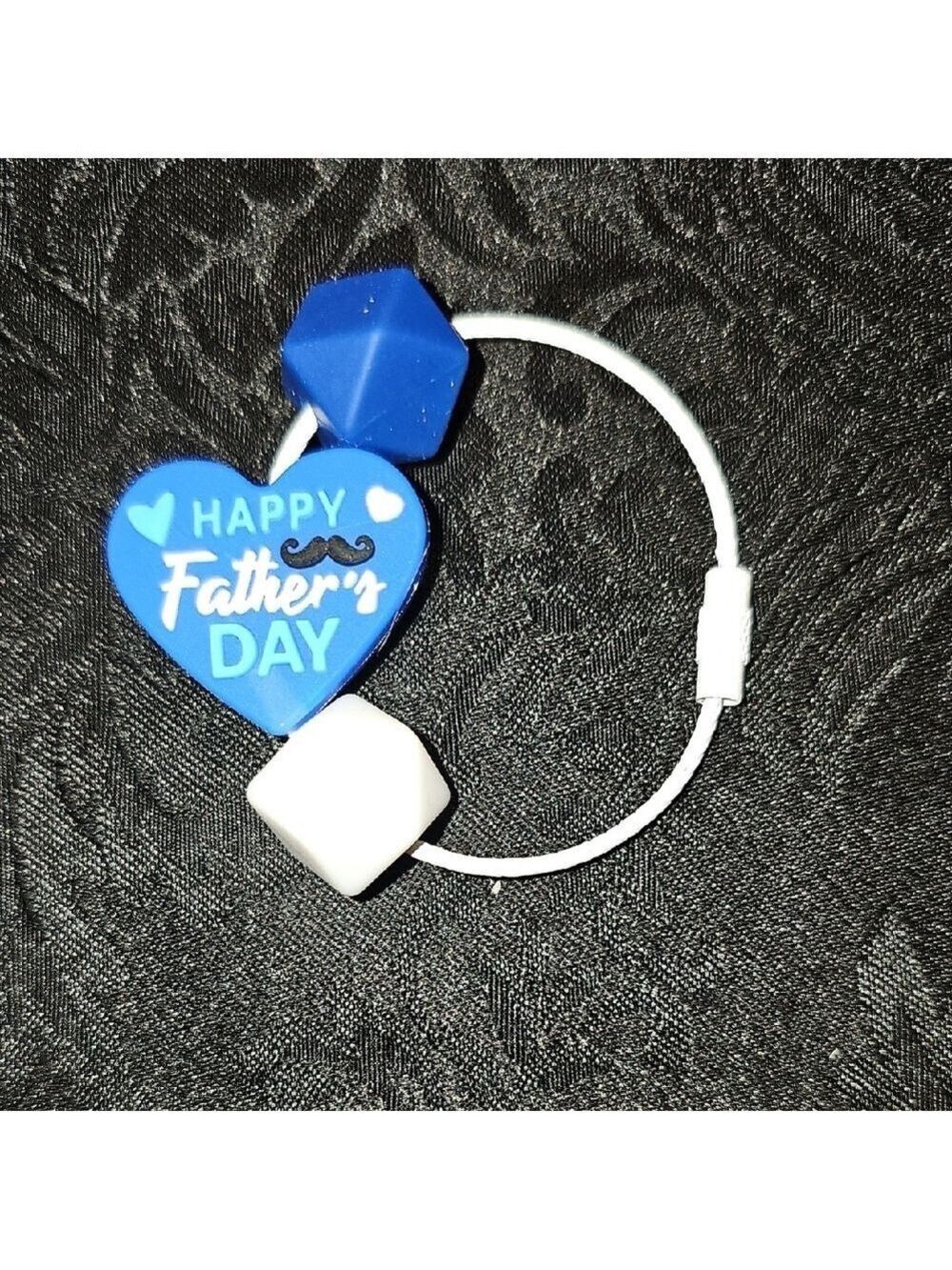 Father's Day Blue and White Wire Keychain